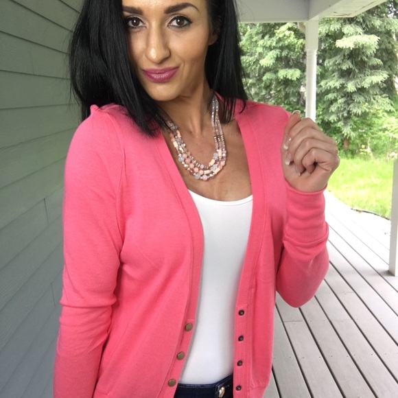 NEW cozy Light pink brass snap cardigan - Picture 3 of 8